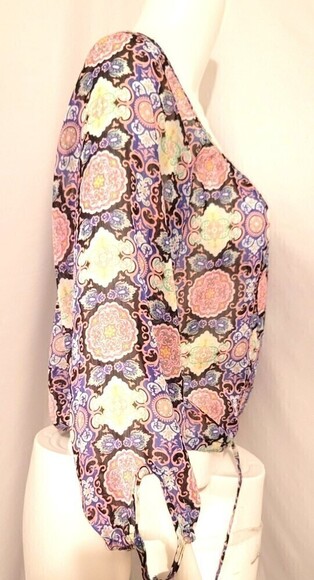 Olsenboye Boho Peasant Sheer Crop Top - Size  M - Picture 2 of 9